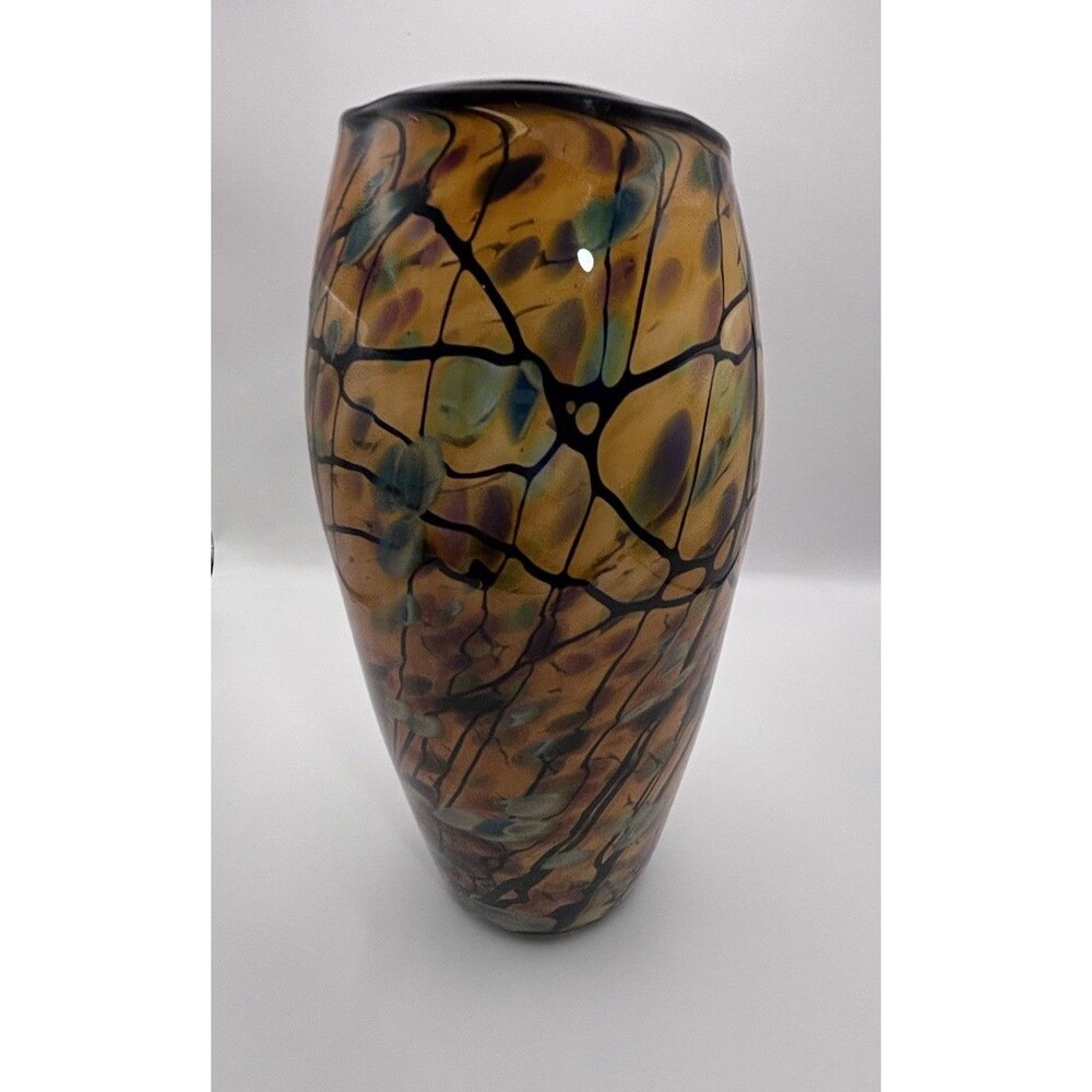 Gorgeous Blown Glass Vase Signed M. LaBarbera & T. Ueltschey Fire Island 10”